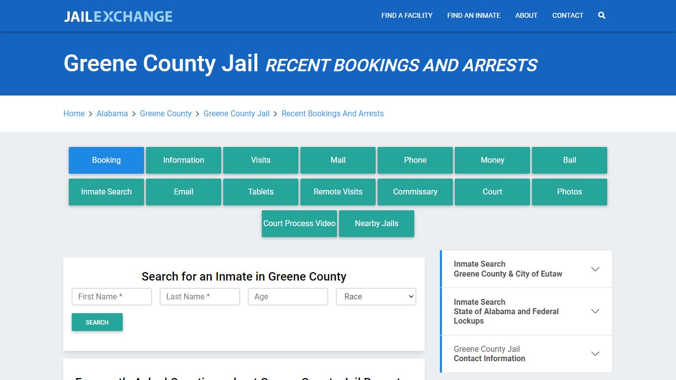 Greene County Jail AL Recent Arrests and Bookings - Jail Exchange