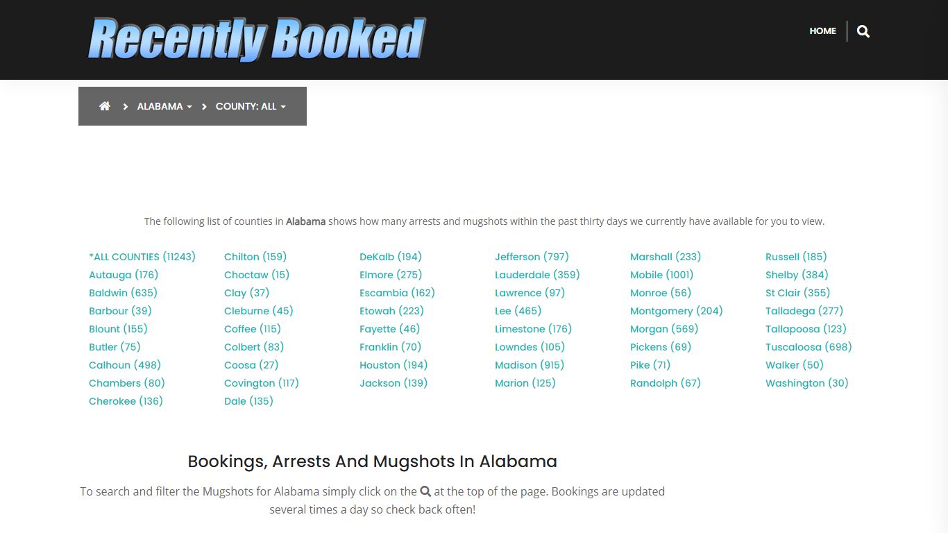 Bookings, Arrests and Mugshots in Alabama - Recently Booked